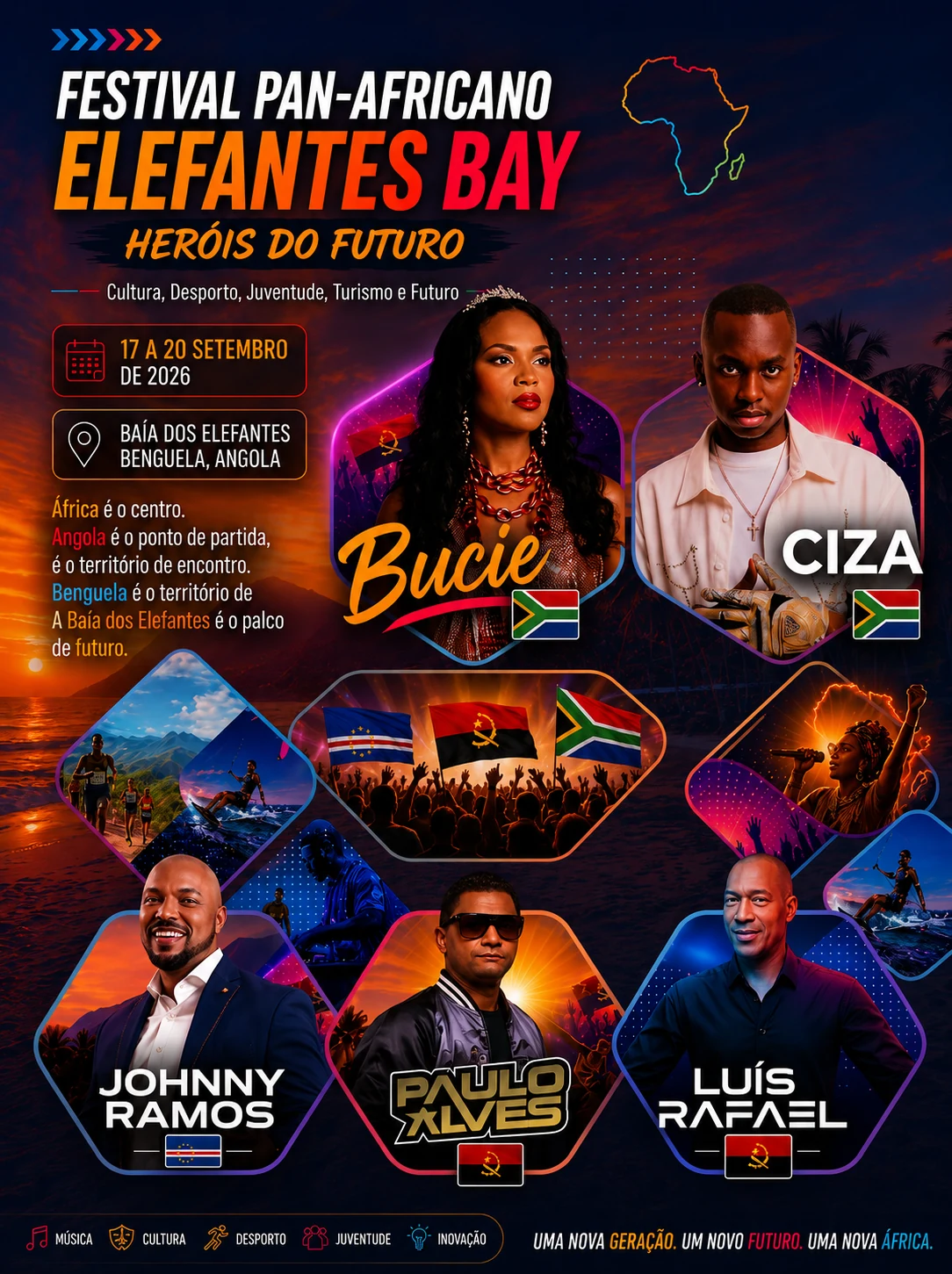 Main artist poster for the Pan-African Festival ELEFANTES BAY